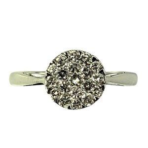 14 Karat White Gold Pave Diamond Cluster Ring Size 7 #21348